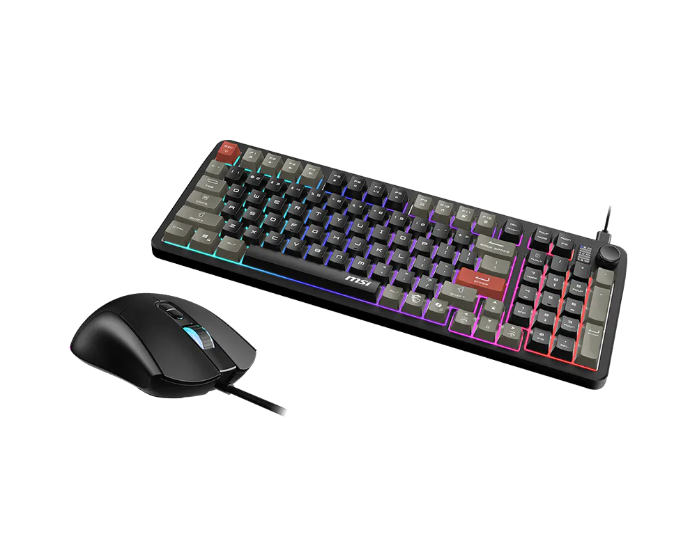 MSI Forge GK110 Combo US Gaming RGB Keyboard & Mouse Set 26-Key Anti-Ghosting, 12800 DPI Optical Sensor, USB, Multiple Colors
