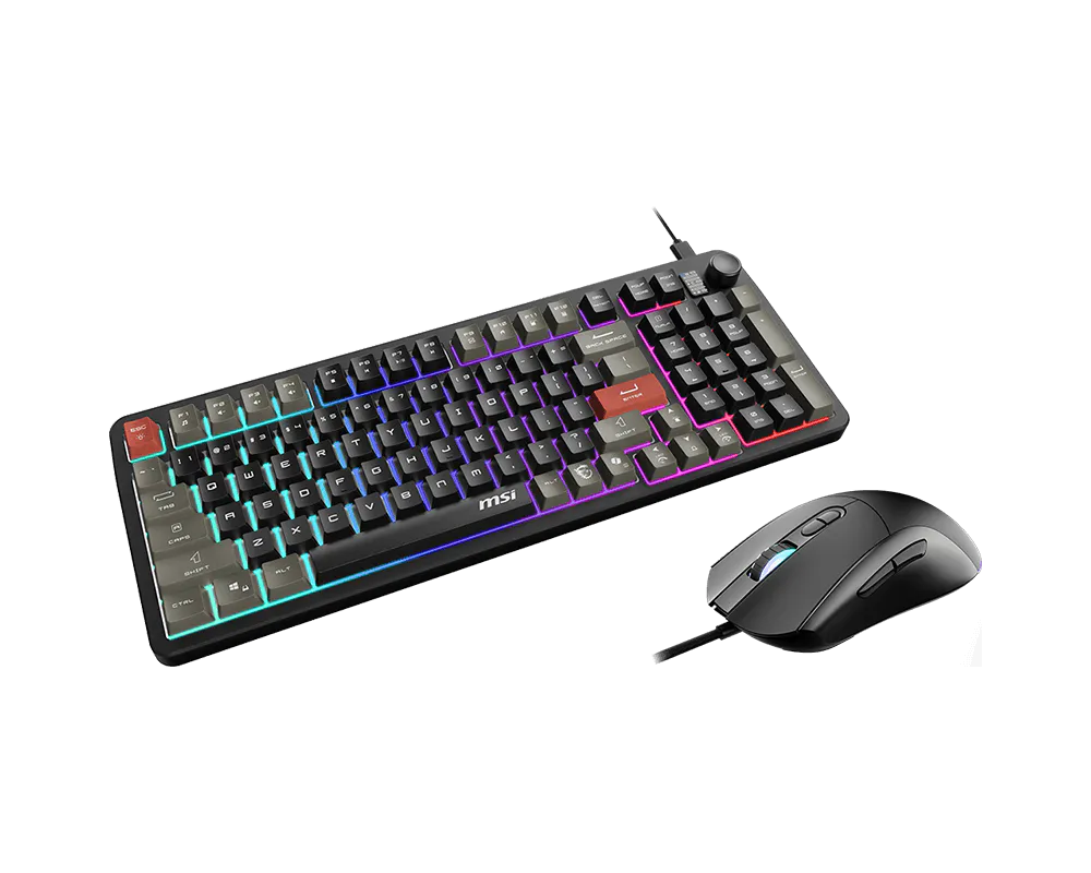 MSI Forge GK110 Combo US Gaming RGB Keyboard & Mouse Set 26-Key Anti-Ghosting, 12800 DPI Optical Sensor, USB, Multiple Colors