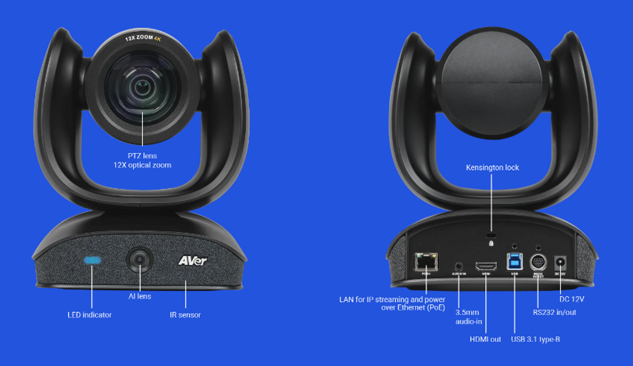 AVer CAM570 Video Conference Camera (4K Dual Lens Audio Tracking | 36X Zoom | Dynamic Dection | Touchless Control | Smart Gallery)