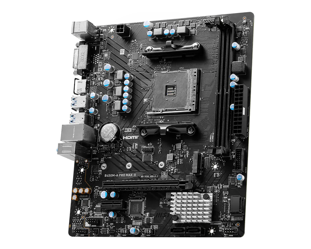 MSI B450-A PRO MAX II (m-ATX | Support Ryzen AM4 5000, 4000 & 3000 Series Processor | DDR4 | M.2 SSD | 2.5G LAN)