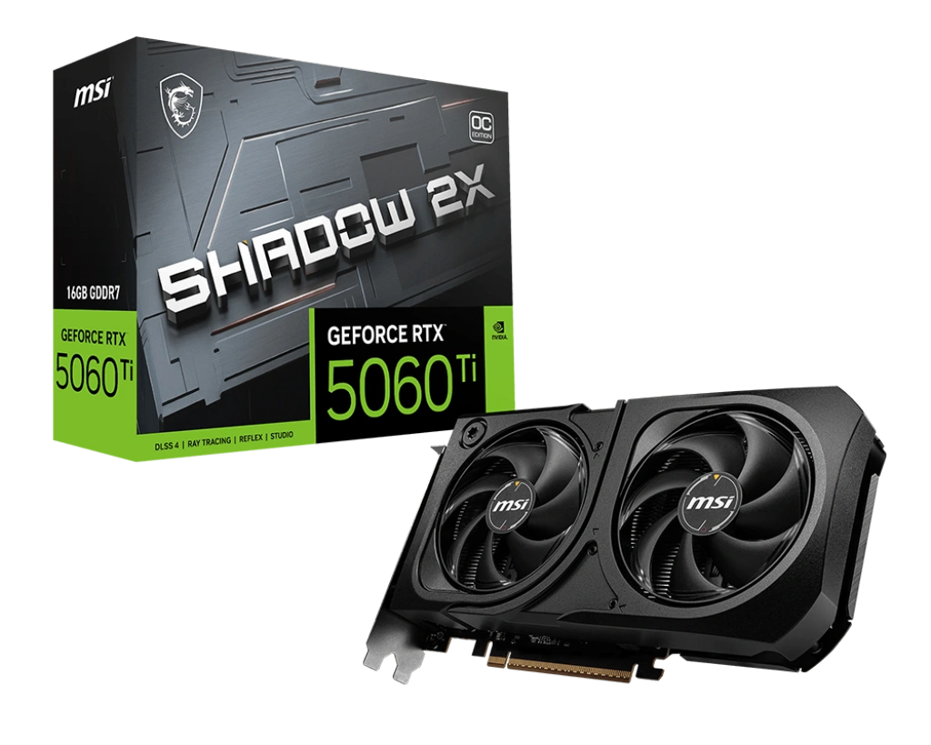 MSI RTX 5060 Ti 16G Shadow 2X OC Plus (16GB GDDR7 | 128-bit | 2617 MHz Core Clocks | Dual FAN) MSI RTX 5060 Ti 16G Shadow 2X OC Plus (16GB GDDR7 | 128-bit | 2617 MHz Core Clocks | Dual FAN)