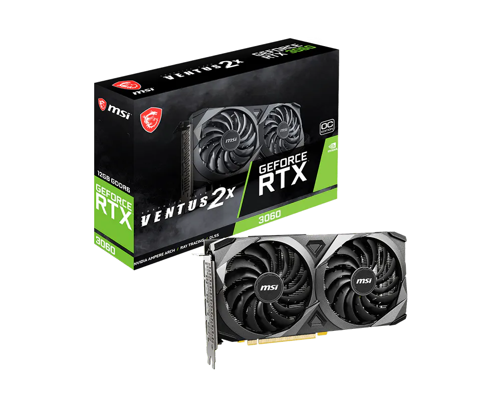 MSI GeForce RTX 3060 Ventus 2X 12G OC, Gaming Graphics Card - (12GB GDDR6 Memory, 192-bit, 15 Gbps)