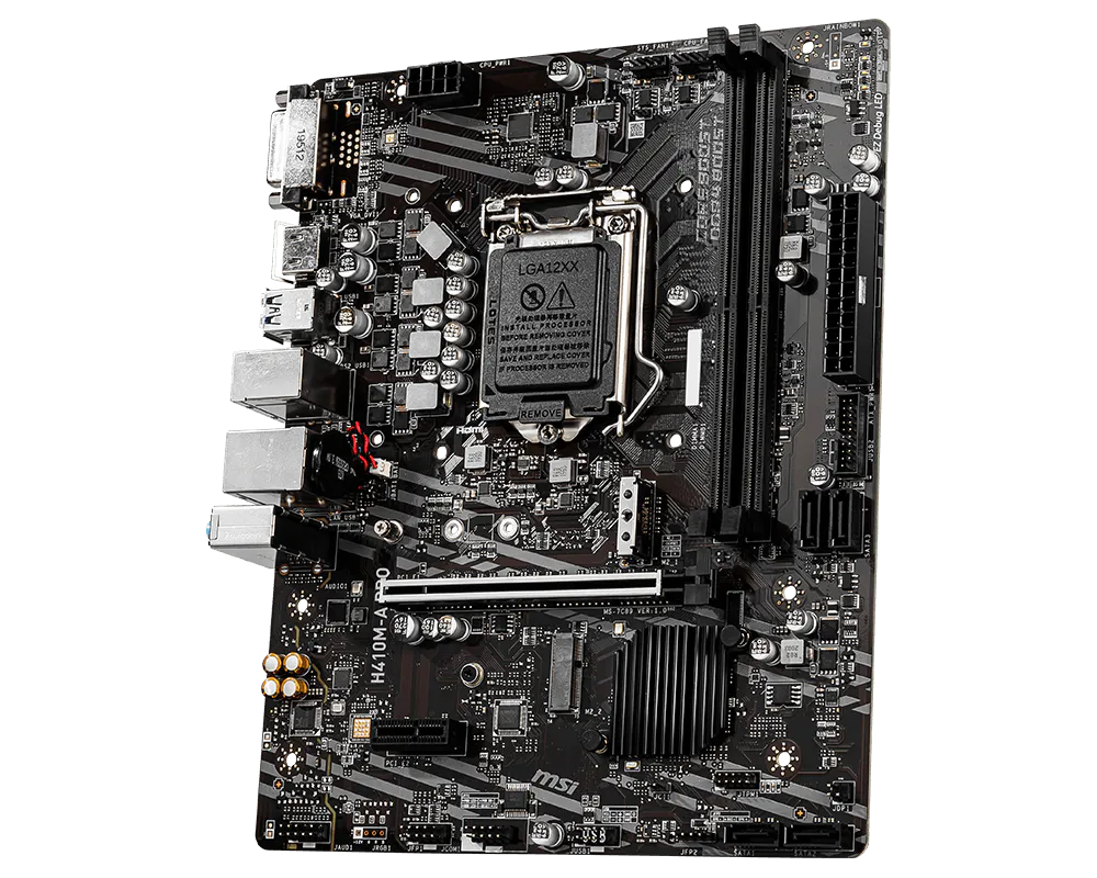 MSI H410M-A PRO Motherboard (m-ATX, 10th Gen Intel Core, DDR4, M.2 Slot, G LAN, HDMI)