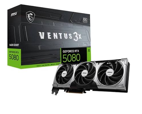 MSI GeForce RTX 5080 16G Ventus 3X OC (16GB GDDR7 | 256-bit | 2655 MHz Core Clocks | Triple FAN)