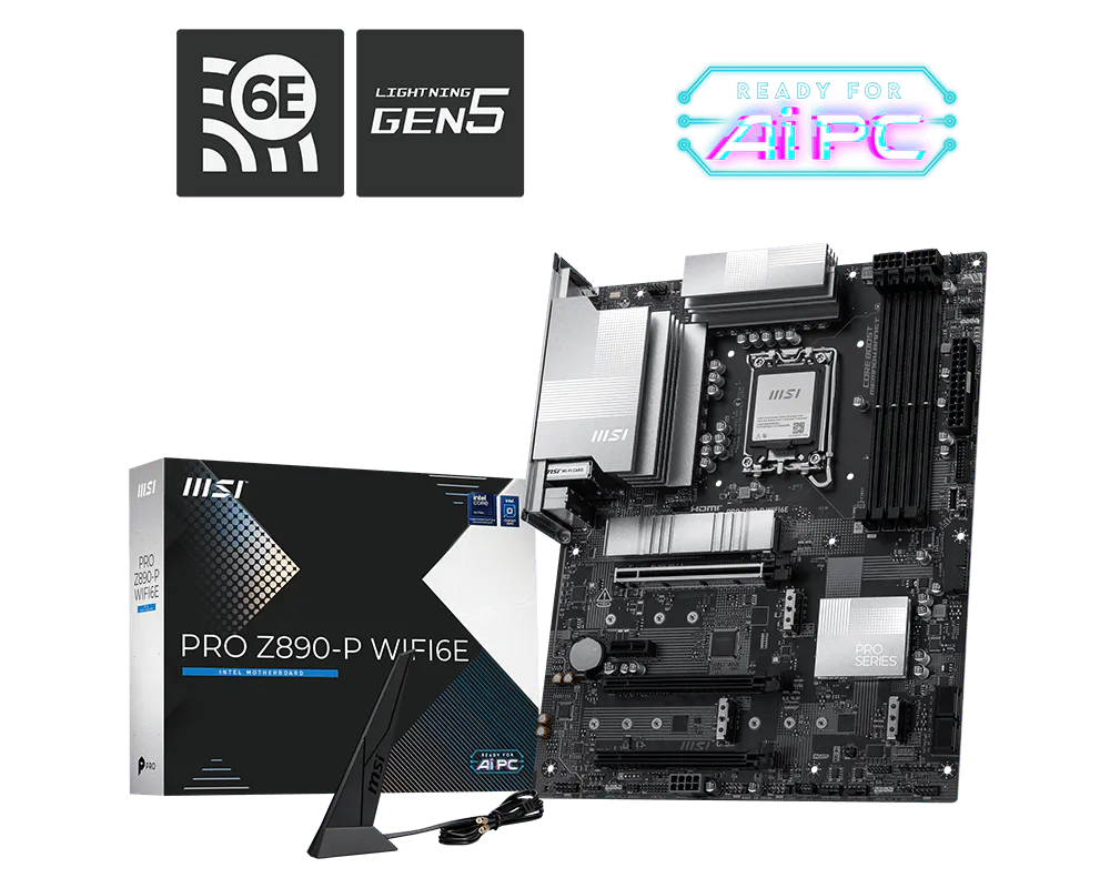 MSI PRO Z890-P WIFI 6E (m-ATX | Support 15th Gen Intel Core Ultra Processor | DDR5 | 1x Gen5 SSD | 5g LAN)