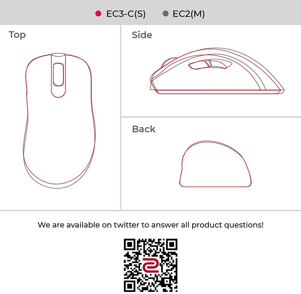 BenQ Zowie  EC3-C (3200 DPI | 5 Buttons | 3360 Sensor | RR 1000Hz | Wired)